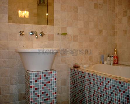 оформление дизайна ванной комнаты с мозаикой