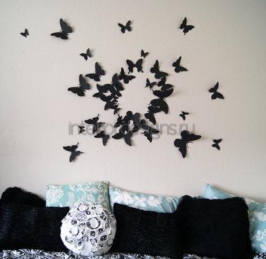 декор стен бабочками