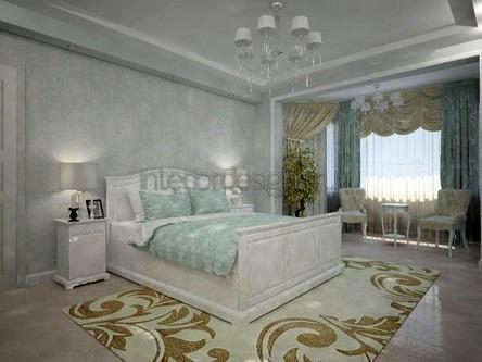 дизайн спальной комнаты с эркером