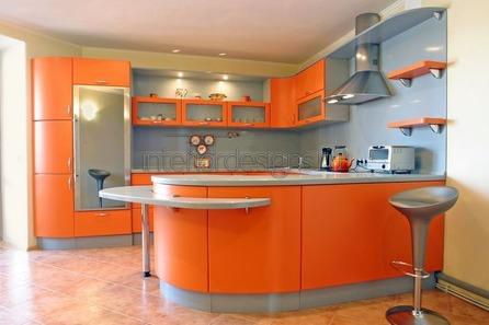 Дизайн оранжевой кухни - 62 фото в интерьере: гарнитуры, фартук и обои