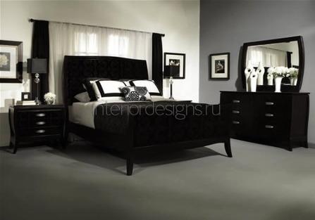 дизайн спальни с темной мебелью