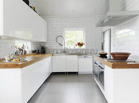 интерьер белой кухни – фото
