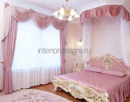 интерьер спальни в розовом цвете