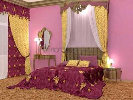 интерьер розовой спальни