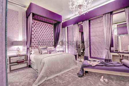 Черно фиолетовая спальня (35 фото)