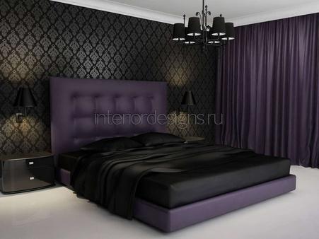 комната в черно-фиолетовой палитре