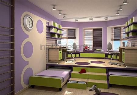 идеи дизайна детской комнаты с подиумом