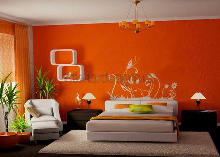 дизайн спальни в оранжевых тонах