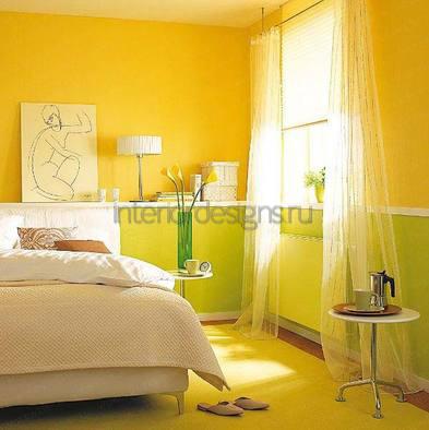 интерьер желтой спальни
