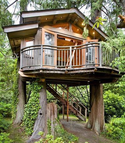 Домик на дереве с балконом