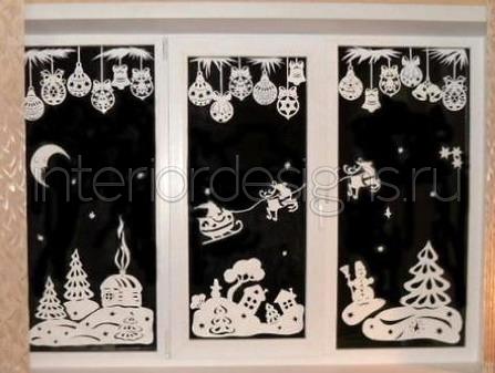 Декор окна на Новый год своими руками: 77 чудесных идей с фото и трафаретами и другое