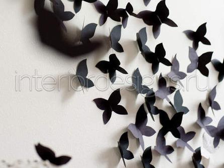 Украшения стены объемными декоративными бабочками из бумаги для декора и интерьера с фото
