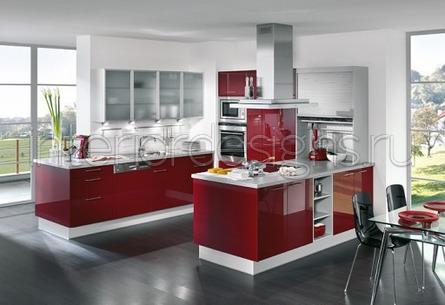 Кухня в красном цвете дизайн [95 фото]